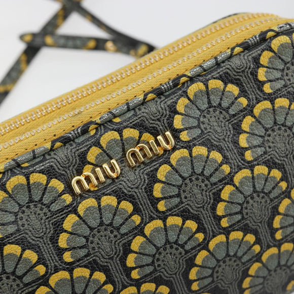 Miu Miu Shoulder Bag Leather Gray Gold Auth 182013A