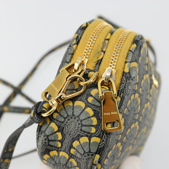 Miu Miu Shoulder Bag Leather Gray Gold Auth 182013A