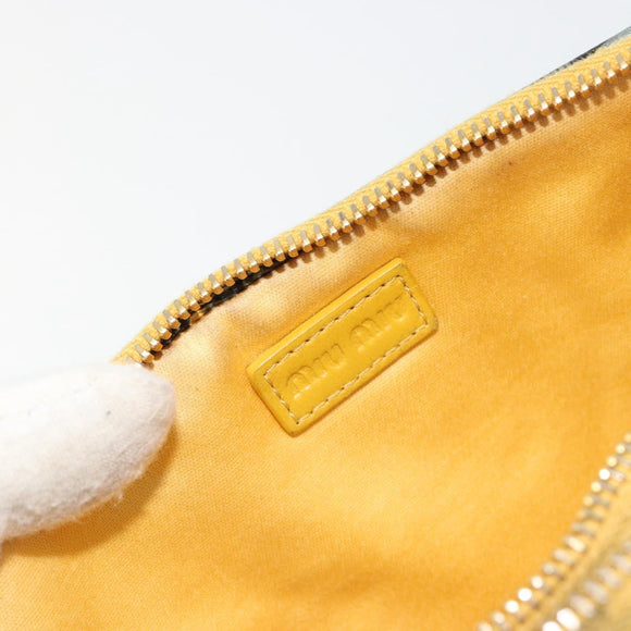 Miu Miu Shoulder Bag Leather Gray Gold Auth 182013A