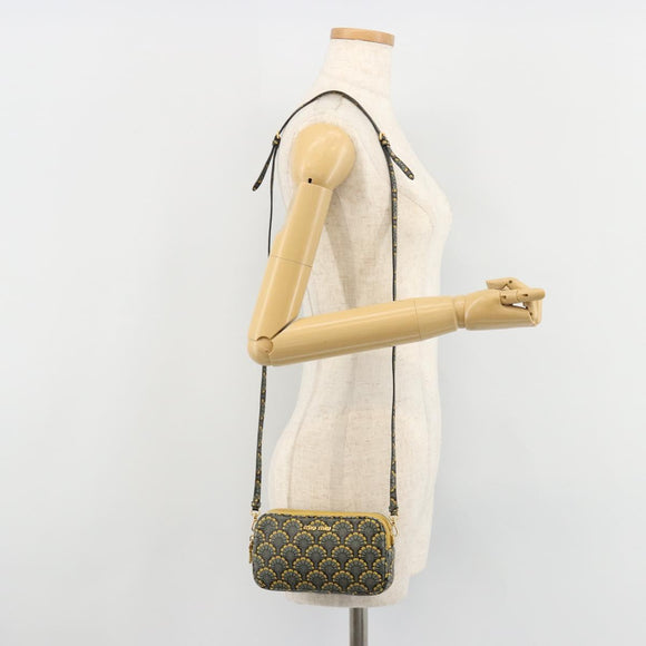 Miu Miu Shoulder Bag Leather Gray Gold Auth 182013A
