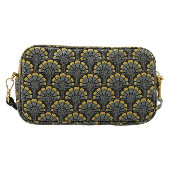 Miu Miu Shoulder Bag Leather Gray Gold Auth 182013A