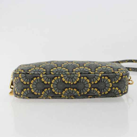 Miu Miu Shoulder Bag Leather Gray Gold Auth 182013A