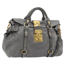 Miu Miu Hand Bag Leather 2way Gray Gold Auth 182014SAM-1