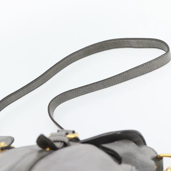 Miu Miu Hand Bag Leather 2way Gray Gold Auth 182014SAM