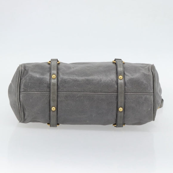 Miu Miu Hand Bag Leather 2way Gray Gold Auth 182014SAM
