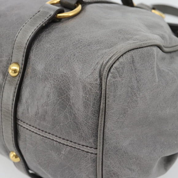 Miu Miu Hand Bag Leather 2way Gray Gold Auth 182014SAM