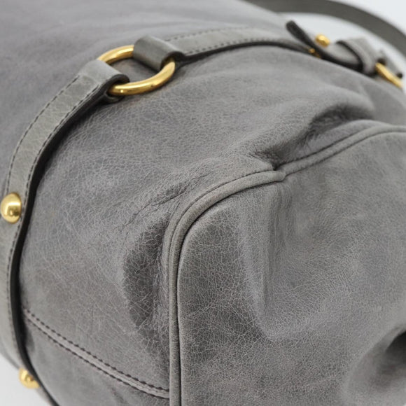 Miu Miu Hand Bag Leather 2way Gray Gold Auth 182014SAM