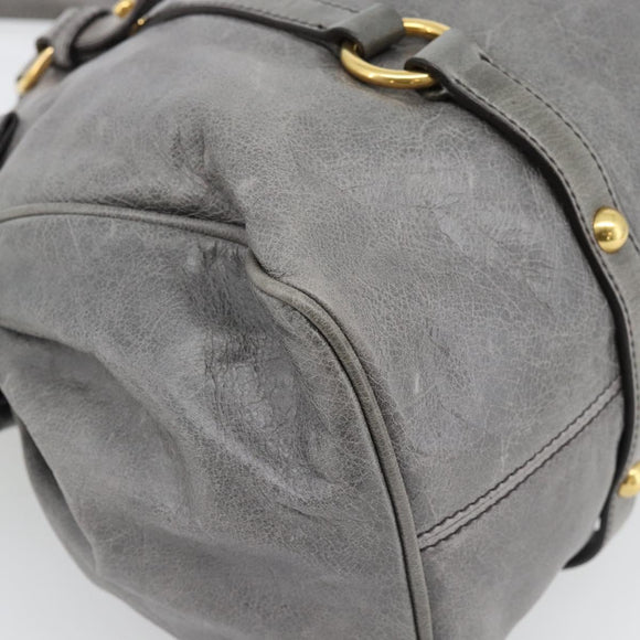 Miu Miu Hand Bag Leather 2way Gray Gold Auth 182014SAM