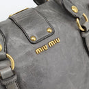 Miu Miu Hand Bag Leather 2way Gray Gold Auth 182014SAM-20