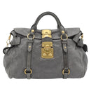 Miu Miu Hand Bag Leather 2way Gray Gold Auth 182014SAM-13