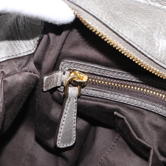 Miu Miu Hand Bag Leather 2way Gray Gold Auth 182014SAM