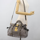Miu Miu Hand Bag Leather 2way Gray Gold Auth 182014SAM-29
