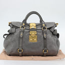 Miu Miu Hand Bag Leather 2way Gray Gold Auth 182014SAM-12