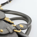 Miu Miu Hand Bag Leather 2way Gray Gold Auth 182014SAM-14