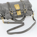 Miu Miu Hand Bag Leather 2way Gray Gold Auth 182014SAM-8