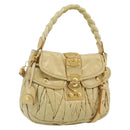 Miu Miu Matelasse Hand Bag Leather 2way Yellow Gold Auth 182016V-1