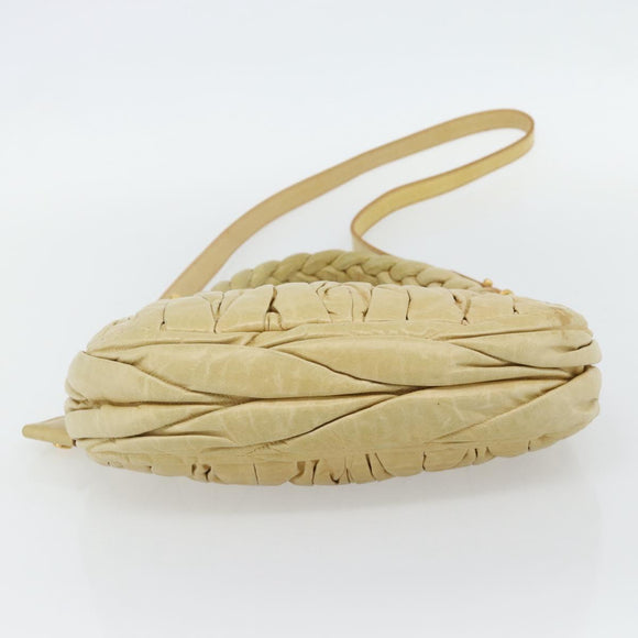 Miu Miu Matelasse Hand Bag Leather 2way Yellow Gold Auth 182016V