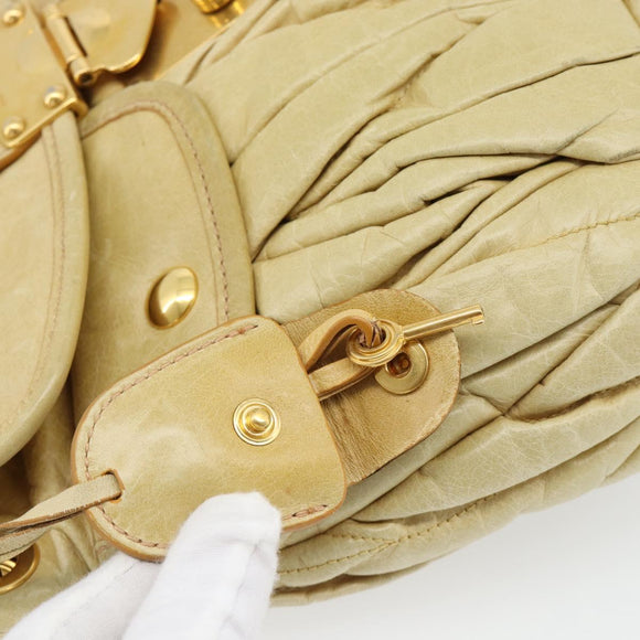 Miu Miu Matelasse Hand Bag Leather 2way Yellow Gold Auth 182016V