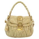Miu Miu Matelasse Hand Bag Leather 2way Yellow Gold Auth 182016V-13