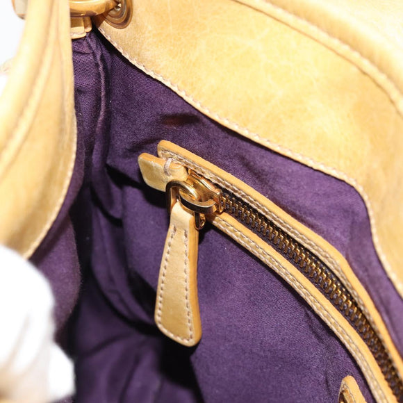 Miu Miu Matelasse Hand Bag Leather 2way Yellow Gold Auth 182016V