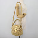 Miu Miu Matelasse Hand Bag Leather 2way Yellow Gold Auth 182016V-26