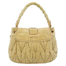 Miu Miu Matelasse Hand Bag Leather 2way Yellow Gold Auth 182016V-2