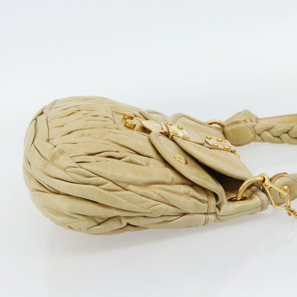 Miu Miu Matelasse Hand Bag Leather 2way Yellow Gold Auth 182016V