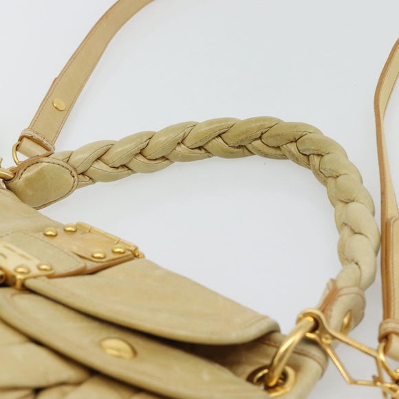 Miu Miu Matelasse Hand Bag Leather 2way Yellow Gold Auth 182016V