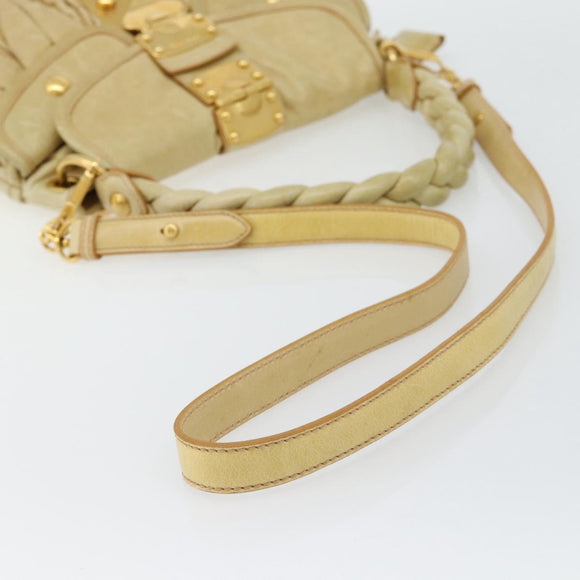 Miu Miu Matelasse Hand Bag Leather 2way Yellow Gold Auth 182016V