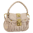 Miu Miu Matelasse Hand Bag Leather 2way Pink Gold Auth 182017A-1