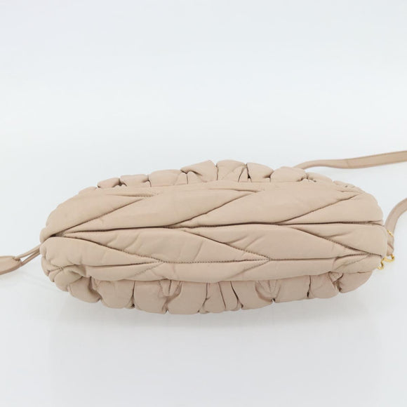 Miu Miu Matelasse Hand Bag Leather 2way Pink Gold Auth 182017A