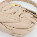 Miu Miu Matelasse Hand Bag Leather 2way Pink Gold Auth 182017A-12