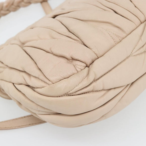 Miu Miu Matelasse Hand Bag Leather 2way Pink Gold Auth 182017A