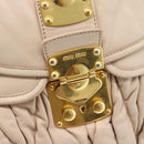 Miu Miu Matelasse Hand Bag Leather 2way Pink Gold Auth 182017A-16