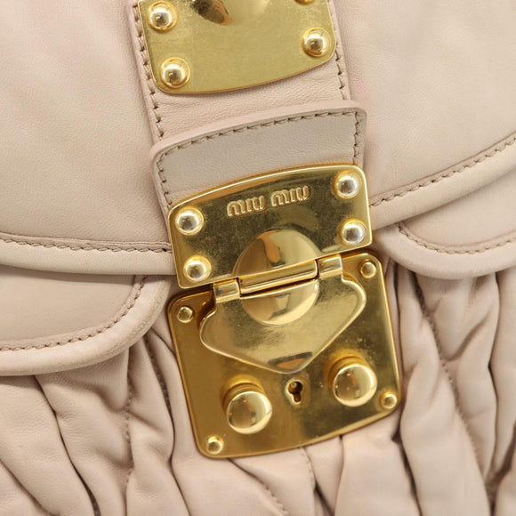 Miu Miu Matelasse Hand Bag Leather 2way Pink Gold Auth 182017A