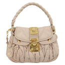 Miu Miu Matelasse Hand Bag Leather 2way Pink Gold Auth 182017A-2