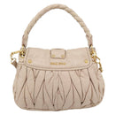 Miu Miu Matelasse Hand Bag Leather 2way Pink Gold Auth 182017A-3
