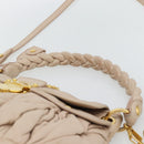 Miu Miu Matelasse Hand Bag Leather 2way Pink Gold Auth 182017A-8