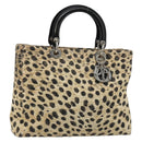 Christian Dior Canage Lady Dior Handtasche Nylon Beige Silber Auth 182018V-1