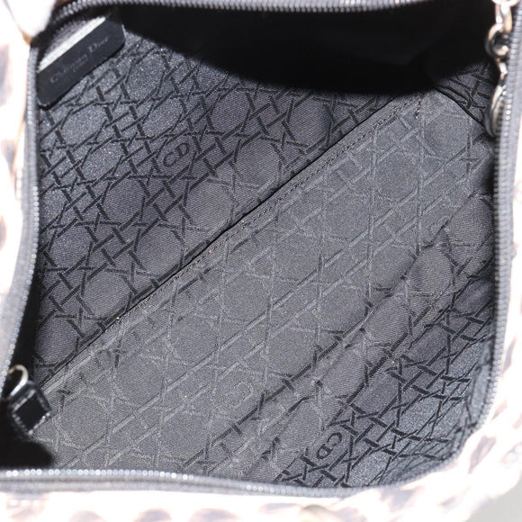 Christian Dior Canage Lady Dior Handtasche Nylon Beige Silber Auth 182018V