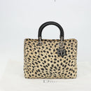 Christian Dior Canage Lady Dior Handtasche Nylon Beige Silber Auth 182018V-12