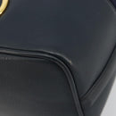 Christian Dior Vanity Hand Bag Leather Navy Gold Auth 182020A-11