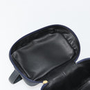 Christian Dior Vanity Hand Bag Leather Navy Gold Auth 182020A-16
