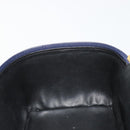 Christian Dior Vanity Hand Bag Leather Navy Gold Auth 182020A-19