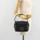 Christian Dior Vanity Hand Bag Leather Navy Gold Auth 182020A-20