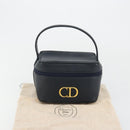 Christian Dior Vanity Hand Bag Leather Navy Gold Auth 182020A-21