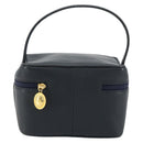 Christian Dior Vanity Hand Bag Leather Navy Gold Auth 182020A-3