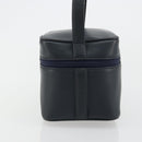 Christian Dior Vanity Hand Bag Leather Navy Gold Auth 182020A-5