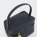 Christian Dior Vanity Hand Bag Leather Navy Gold Auth 182020A-6