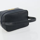 Christian Dior Vanity Hand Bag Leather Navy Gold Auth 182020A-7